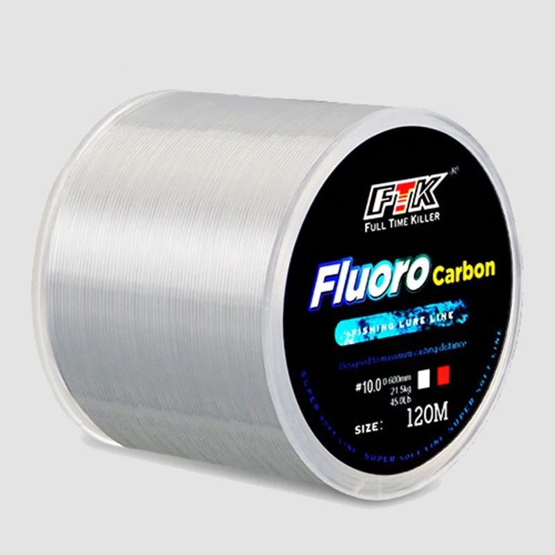 Fluorocarbon Line - 120M สายตกปลา 0.14 มม.-0.6 มม.Fluorocarbon เคลือบกระบวนการคาร์บอนไฟเบอร์พื้นผิวไนลอนสวมใส่สายอุปกรณ์ตกปลา