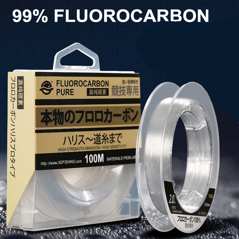 Fluorocarbon Line - 99% Fluorocarbon เอ็นตกปลา100M ญี่ปุ่นนำเข้าสายไฟเบอร์คาร์บอนไฟเบอร์1-25กก.Monofilament สายจมทะเลตกปลา Pesca