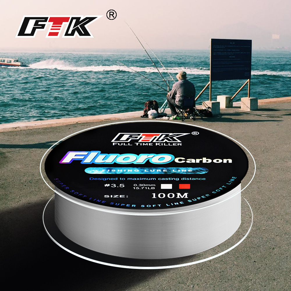 Fluorocarbon Line - 100M Fluorocarbon เคลือบสายตกปลา 4.13LB-34.32LB คาร์บอนไฟเบอร์ Monofilament