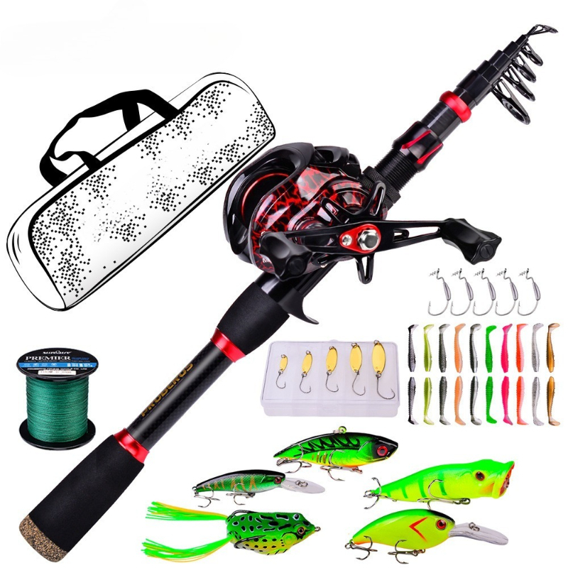 Freshwater Line - ชุดคันเบ็ดคาร์บอนไฟเบอร์แบบยาว พร้อมรอกเบทคาสติ้ง สำหรับตกปลาทะเลและน้ำจืด น้ำหนักเบา แข็งแรงพิเศษ ครบชุด