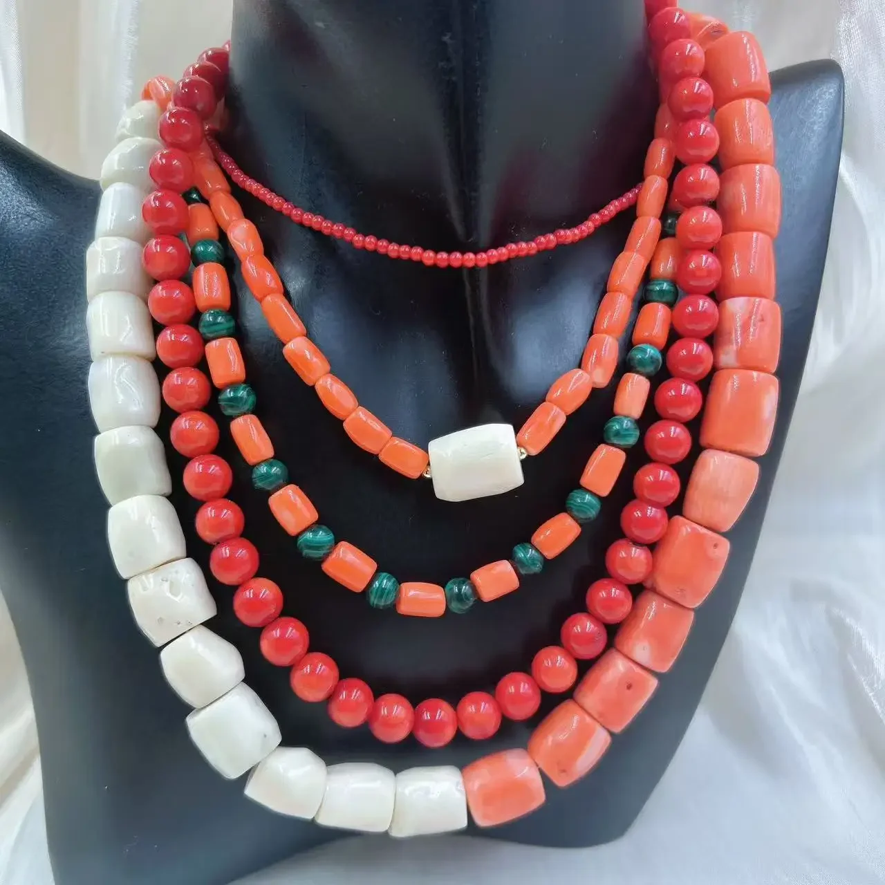 Freshwater Line - สีส้มสีแดง Vintage รอบธรรมชาติ Sea Bamboo Coral