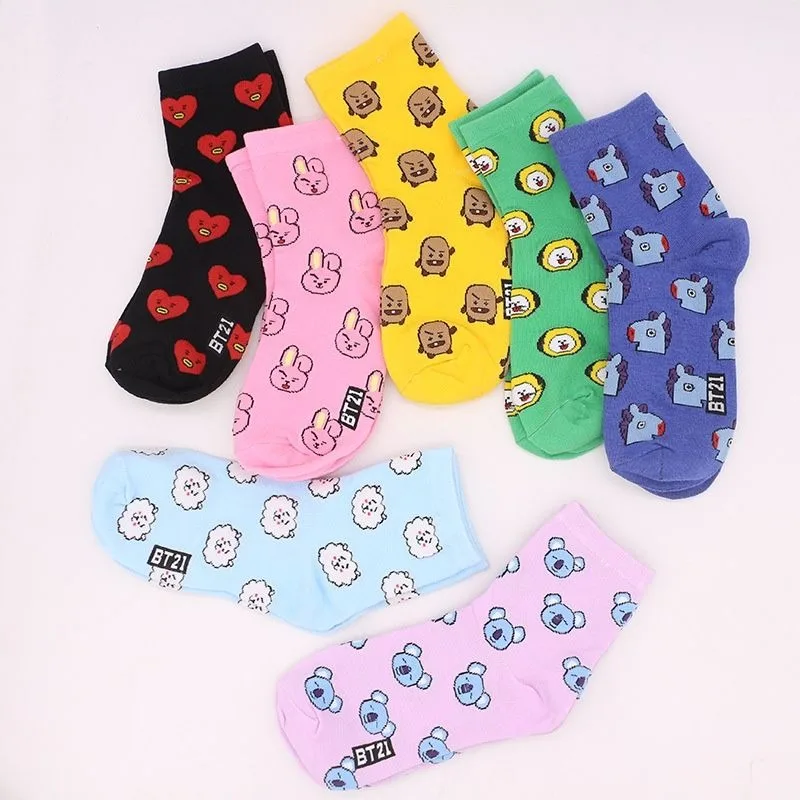 ถุงเท้าการ์ตูน BT21 น่ารัก ถุง - Tippet Line บทวิจารณ์และราคา